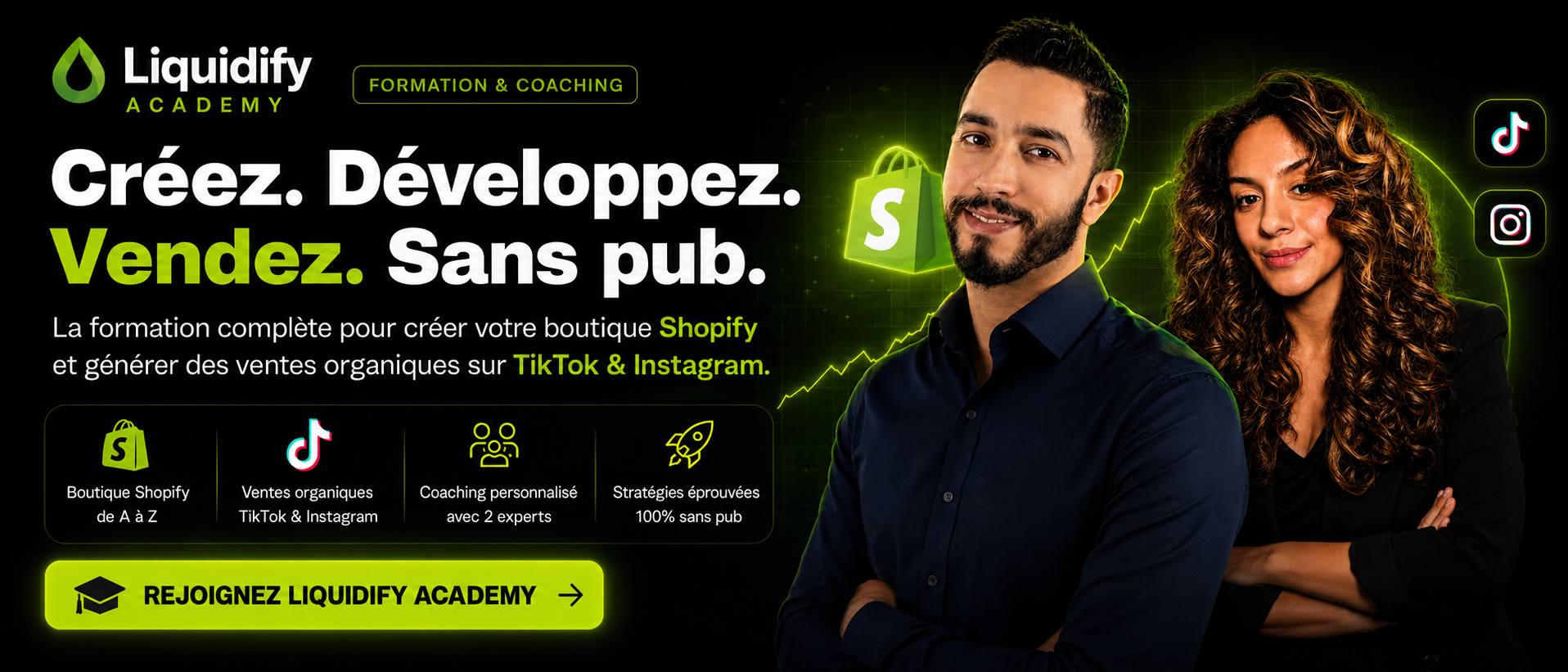 Formation Liquidify Academy pour créer une boutique Shopify et vendre en organique